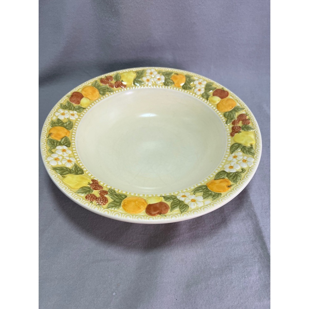 Metlox Vernon Ware Della Robbia 10" Round Vegetable Serving Bowl Embossed Autumn